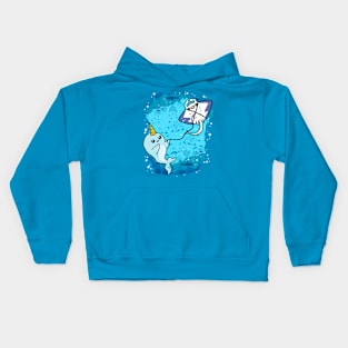 Narwhal Flying Manta Ray Kite Kids Hoodie